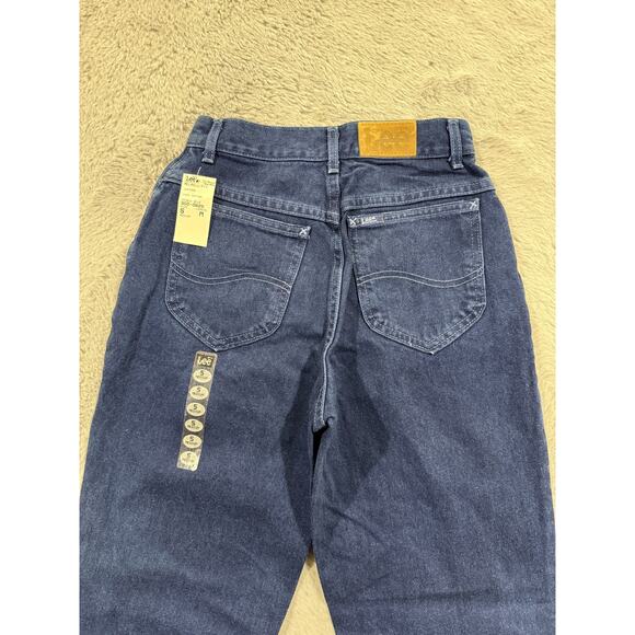 Vintage Lee Jeans Juniors 5 Medium Blue High Waist Straight Leg Made in USA 90s - Picture 1 of 10